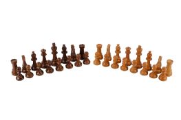 A rosewood and box wood Staunton chess set.