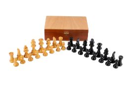 A Staunton wooden chess set.