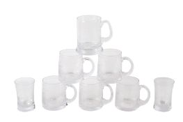 Eight glass drinking glasses.