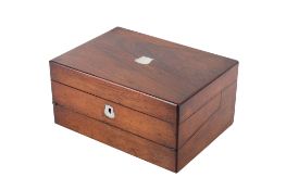 A 19th century ladies' rosewood jewellery box/writing slope.