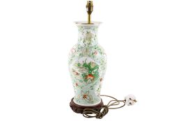 A Chinese famille verte table lamp.