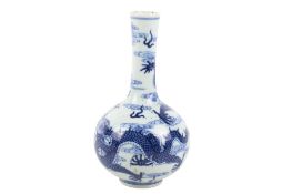 A 20th century Chinese blue and white dragon bottle vase.