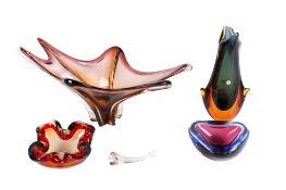 Four pieces of 1960s freeform studio art glass (1x AF).