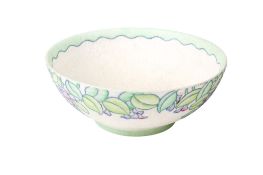 Crown Ducal bowl by Charlotte Rhead. Pattern no. 4954 decorated with wisteria flowers. Diameter 22.