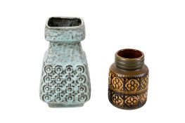 Two mid-century West German pottery vases. Consisting of Scheurick Kermik #289-15 and Bay 985-25.