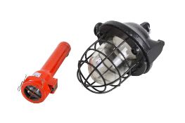 A vintage S.M. & B.P. Ltd diver's torch and an explosion proof wall light. (2).