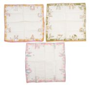 A set of three WWI period printed cotton handkerchiefs.