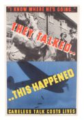 A WWII Home Front 'Careless Talk Costs Lives' poster. Printed by Fosh & Cross Ltd, London for H.M.