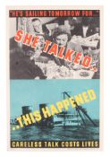 A WWII Home Front 'Careless Talk Costs Lives' poster. Printed by J. Weiner Ltd London for H.M.