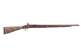 An originally Enfield musket later worked inlaid with Middle Eastern bone decoration circa 1865,