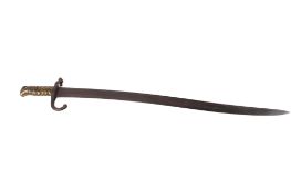 A French model 1866 chassepot bayonet. With ribbed metal grip, no visible markings, blade L56.