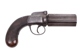 A 19th century six barrelled 'pepperpot' pistol by Cogswell, London.