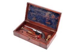 An antique Bakers style six shot single action transitional percussion revolver.