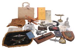 An assortment of 20th century militaria, mostly WWII RAF and ARP related items.