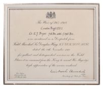 Winston Churchill interest - a WWI 'mentioned in Despatch' certificate. Addressed to Lieutenant E.J.