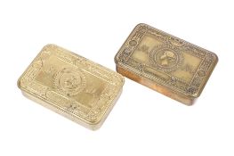Two WWI Princess Mary Christmas gift tins.