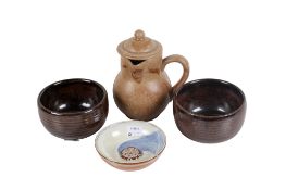 Four late 20th century studio pottery items.