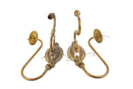 Two pairs of vintage brass wall lights.