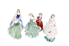 Six Royal Doulton porcelain ladies.