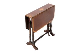 An Edwardian inlaid mahogany drop-leaf Sutherland table.