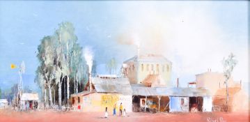 Robert David Pope (1939) - The Lion Oats Depot, Kalgoorlie, oil on board.