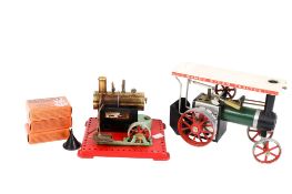 Two assorted Mamod live steam models. Including a traction engine and stationary engine. Max.