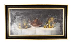 A contemporary 18th century style still life, oil on canvas.