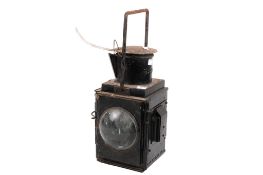A vintage British Rail 'BR(W)' guards or brake van lantern. Converted into an electric lamp.