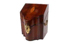 A Georgian mahogany knife box converted to a stationery box.
