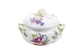 A mid 18th century Meissen porcelain tureen and cover.