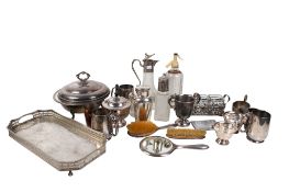 A collection of assorted silverplate and a little silver, etc.