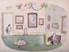 David Myers (1925-2007), original watercolour Christmas cartoon. Signed upper left, 27.5cm x 35.