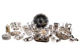 A large collection of assorted silver plated items.