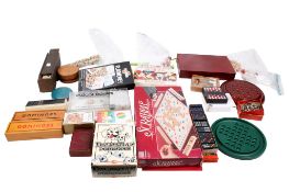 A collection of assorted vintage board and card games. Including chess, dominoes and solitare, etc.