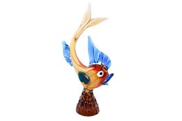 Franco Toffolo, Venetian Glass Company multi coloured glass fish. Raised on a conical base.