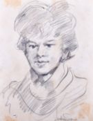 Robert Lenkiewicz (1941-2002) - charcoal on paper - portrait of a young man.
