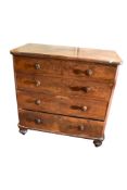 A Victorian mahogany chest of drawers. Having two short over three graduated drawers.