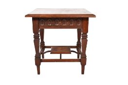 French oak side table having parquetry top.