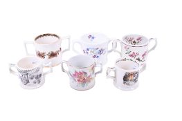 A group of six vintage cider mugs. Including Taunton Cider and Wade, etc. Max.