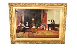 D C Morgan (19th Century) - The Piano Recital, oil on canvas.