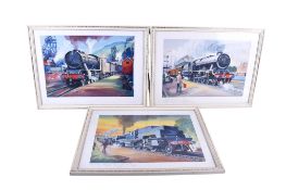 Roland Davies (1904-1993) - 3 framed railway illustrations.
