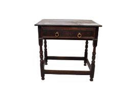 Antique oak side table fitted one frieze drawer.