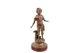 After Ernest Rancoulet (1842-1918) - reproduction bronze figure of a blacksmith`s boy.