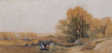 Clemont Lambert (1854-1924) - View of Beeding, Sussex., watercolour.