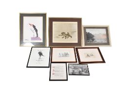 A group of eight assorted framed pictures.
