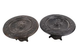 A pair of 19th century cast metal classical tazzas.
