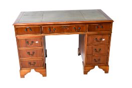 A reproduction Georgian style twin pedestal desk.