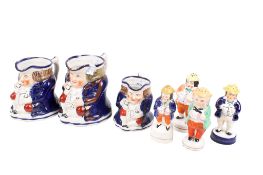 A collection of 19th century Staffordshire pottery items.