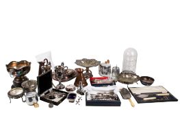 A collection of assorted silver plate and other metalware items.