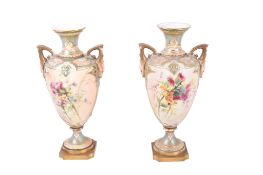 A pair of Royal Worcester blush ivory vases, AF.